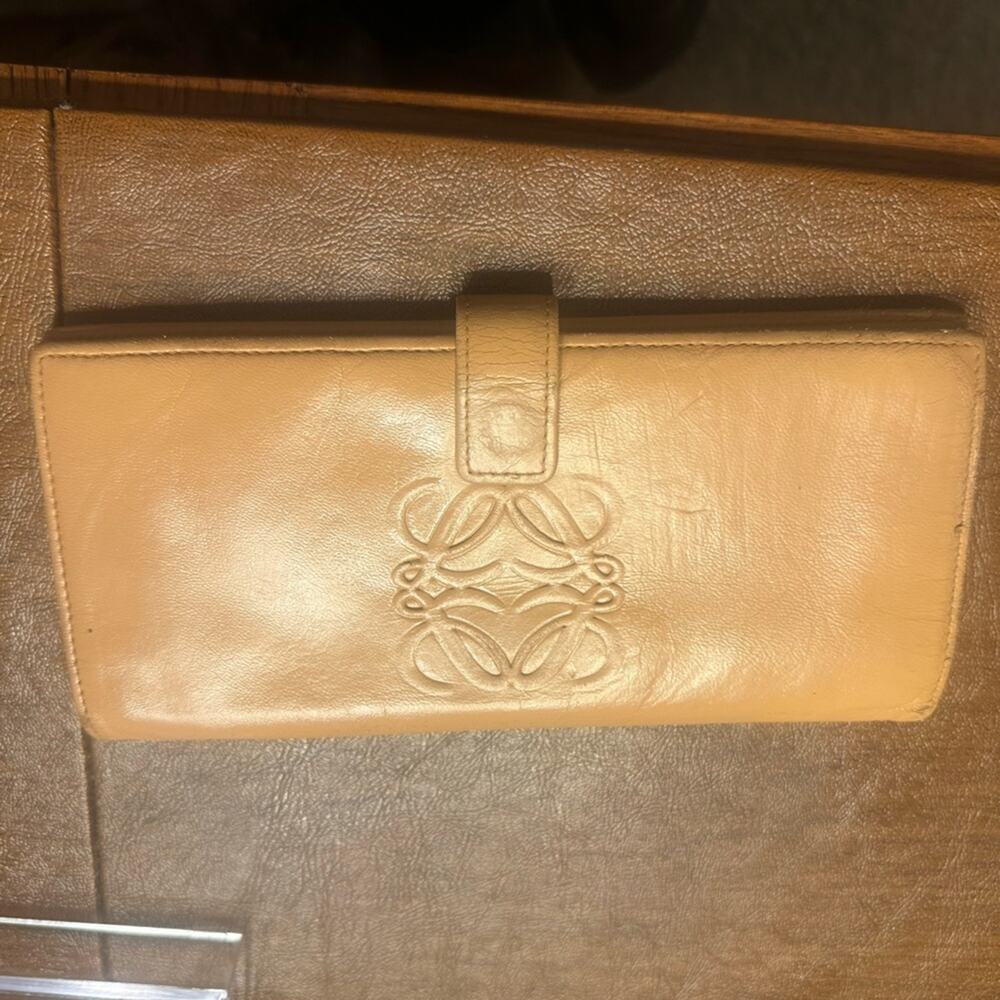 Loewe Tan Anagram-Embossed Leather Continental Bi-fold Wallet Vintage Women's